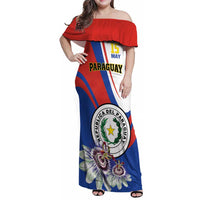 Personalized Paraguay Independence Day 2025 Family Matching Off Shoulder Maxi Dress and Hawaiian Shirt Passiflora Paz y justicia