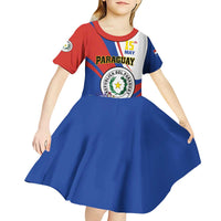 Personalized Paraguay Independence Day 2025 Kid Short Sleeve Dress Passiflora Paz y justicia