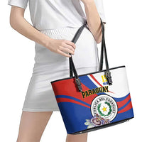 Paraguay Independence Day 2025 Leather Tote Bag Passiflora Paz y justicia