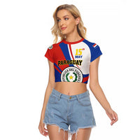 Personalized Paraguay Independence Day 2025 Raglan Cropped T Shirt Passiflora Paz y justicia