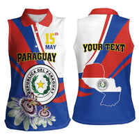 Personalized Paraguay Independence Day 2025 Women Sleeveless Polo Shirt Passiflora Paz y justicia