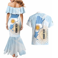 Personalized Argentine Revolution Day 1810 Couples Matching Mermaid Dress and Hawaiian Shirt Sol de Mayo