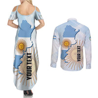 Personalized Argentine Revolution Day 1810 Couples Matching Summer Maxi Dress and Long Sleeve Button Shirt Sol de Mayo