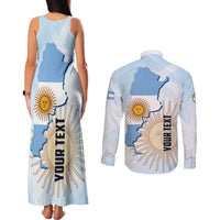 Personalized Argentine Revolution Day 1810 Couples Matching Tank Maxi Dress and Long Sleeve Button Shirt Sol de Mayo