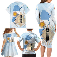 Personalized Argentine Revolution Day 1810 Family Matching Long Sleeve Bodycon Dress and Hawaiian Shirt Sol de Mayo