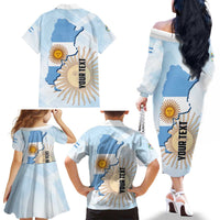 Personalized Argentine Revolution Day 1810 Family Matching Off The Shoulder Long Sleeve Dress and Hawaiian Shirt Sol de Mayo