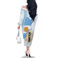 Personalized Argentine Revolution Day 1810 Family Matching Off The Shoulder Long Sleeve Dress and Hawaiian Shirt Sol de Mayo