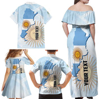 Personalized Argentine Revolution Day 1810 Family Matching Off Shoulder Maxi Dress and Hawaiian Shirt Sol de Mayo