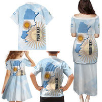 Personalized Argentine Revolution Day 1810 Family Matching Puletasi and Hawaiian Shirt Sol de Mayo
