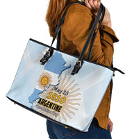 Argentine Revolution Day 1810 Leather Tote Bag Sol de Mayo