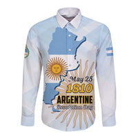 Personalized Argentine Revolution Day 1810 Long Sleeve Button Shirt Sol de Mayo