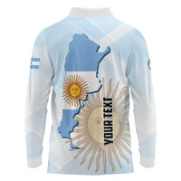 Personalized Argentine Revolution Day 1810 Long Sleeve Polo Shirt Sol de Mayo