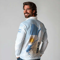 Personalized Argentine Revolution Day 1810 Long Sleeve Polo Shirt Sol de Mayo