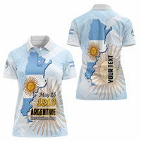 Personalized Argentine Revolution Day 1810 Women Polo Shirt Sol de Mayo