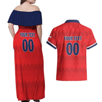 Custom Panama Football Couples Matching Off Shoulder Maxi Dress and Hawaiian Shirt Vamos Los Canaleros