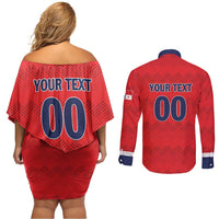 Custom Panama Football Couples Matching Off Shoulder Short Dress and Long Sleeve Button Shirt Vamos Los Canaleros