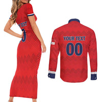 Custom Panama Football Couples Matching Short Sleeve Bodycon Dress and Long Sleeve Button Shirt Vamos Los Canaleros