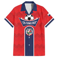 Custom Panama Football Family Matching Off Shoulder Short Dress and Hawaiian Shirt Vamos Los Canaleros