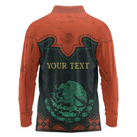 Personalized Cinco de Mayo Long Sleeve Polo Shirt Grunge Stylized