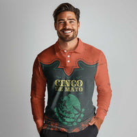 Personalized Cinco de Mayo Long Sleeve Polo Shirt Grunge Stylized