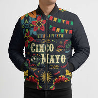 Personalized Cinco de Mayo Bomber Puffer Jacket Vibrant Flowers