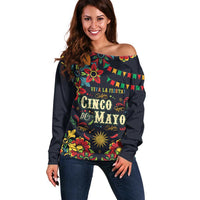 Personalized Cinco de Mayo Off Shoulder Sweater Vibrant Flowers