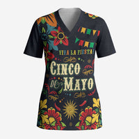 Personalized Cinco de Mayo Scrub Top Vibrant Flowers