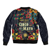 Personalized Cinco de Mayo Sleeve Zip Bomber Jacket Vibrant Flowers