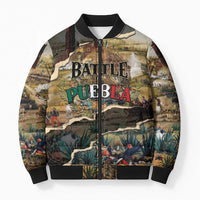 Mexican Battle of Puebla Bomber Puffer Jacket Vintage Art Style
