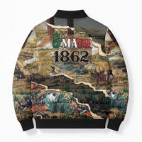 Mexican Battle of Puebla Bomber Puffer Jacket Vintage Art Style