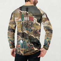 Mexican Battle of Puebla Button Sweatshirt Vintage Art Style