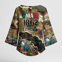 Mexican Battle of Puebla Kimono Sleeve Blouse Vintage Art Style