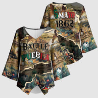 Mexican Battle of Puebla Kimono Sleeve Blouse Vintage Art Style