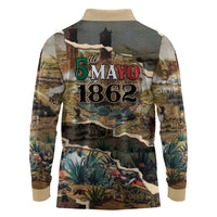 Mexican Battle of Puebla Long Sleeve Polo Shirt Vintage Art Style