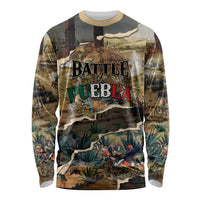 Mexican Battle of Puebla Long Sleeve Shirt Vintage Art Style