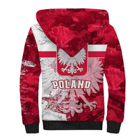 Red and white hoodie with back Poland crest, eagle wings, and POLAND text