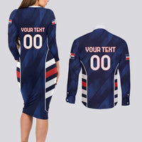 Custom Football Dominican Republic Couples Matching Long Sleeve Bodycon Dress and Long Sleeve Button Shirt Go Los Quisqueyanos - Wonder Print Shop