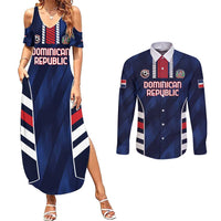 Custom Football Dominican Republic Couples Matching Summer Maxi Dress and Long Sleeve Button Shirt Go Los Quisqueyanos - Wonder Print Shop