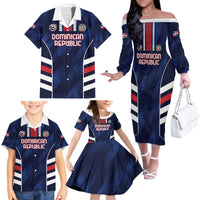 Custom Football Dominican Republic Family Matching Off The Shoulder Long Sleeve Dress and Hawaiian Shirt Go Los Quisqueyanos - Wonder Print Shop