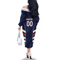 Custom Football Dominican Republic Family Matching Off The Shoulder Long Sleeve Dress and Hawaiian Shirt Go Los Quisqueyanos - Wonder Print Shop
