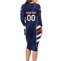 Custom Football Dominican Republic Long Sleeve Bodycon Dress Go Los Quisqueyanos - Wonder Print Shop