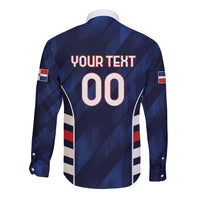 Custom Football Dominican Republic Long Sleeve Button Shirt Go Los Quisqueyanos - Wonder Print Shop