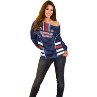 Custom Football Dominican Republic Off Shoulder Sweater Go Los Quisqueyanos - Wonder Print Shop