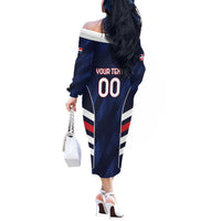 Custom Football Dominican Republic Off The Shoulder Long Sleeve Dress Go Los Quisqueyanos - Wonder Print Shop
