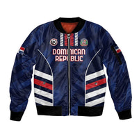 Custom Football Dominican Republic Sleeve Zip Bomber Jacket Go Los Quisqueyanos - Wonder Print Shop