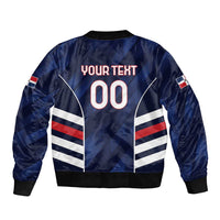 Custom Football Dominican Republic Sleeve Zip Bomber Jacket Go Los Quisqueyanos - Wonder Print Shop