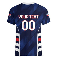 Custom Football Dominican Republic Women V-Neck T-Shirt Go Los Quisqueyanos - Wonder Print Shop