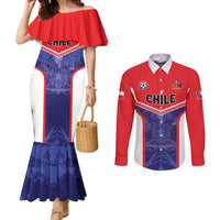Custom Football Chile Couples Matching Mermaid Dress and Long Sleeve Button Shirt Vamos La Roja - Wonder Print Shop