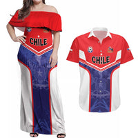 Custom Football Chile Couples Matching Off Shoulder Maxi Dress and Hawaiian Shirt Vamos La Roja - Wonder Print Shop