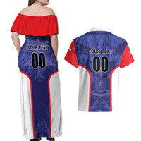 Custom Football Chile Couples Matching Off Shoulder Maxi Dress and Hawaiian Shirt Vamos La Roja - Wonder Print Shop